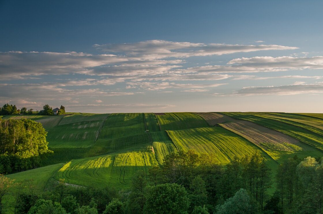 Krajobraz świętokrzyski o zachodzie słońca, fotograf Paweł Litwin