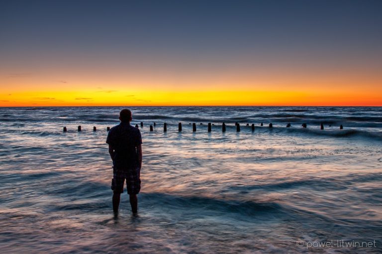 Zachód słońca nad morzem - Karwia, fotograf Paweł Litwin